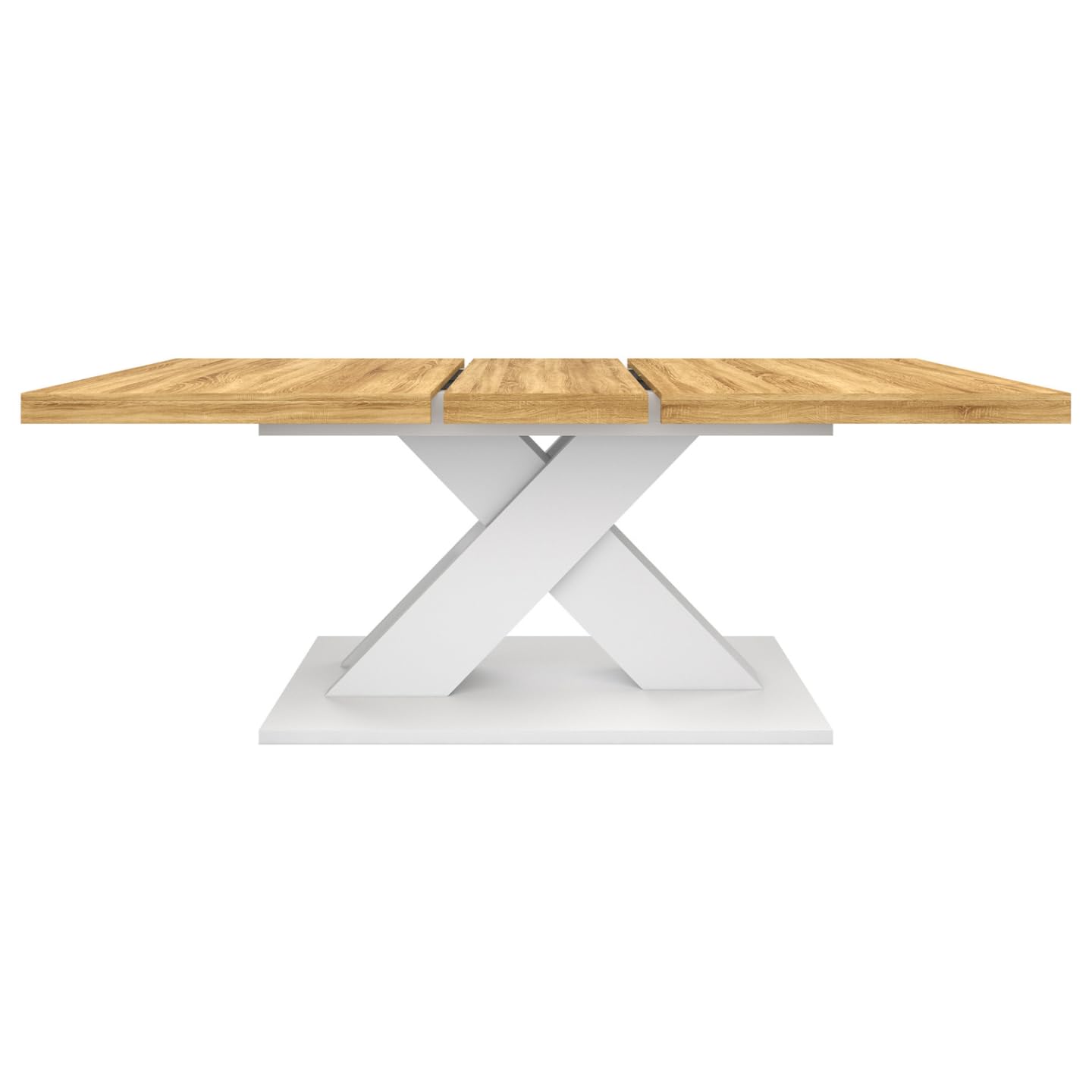 IDMarket Alicia - Mesa de comedor extensible rectangular 6-10 personas, madera y blanco, 160-200 cm
