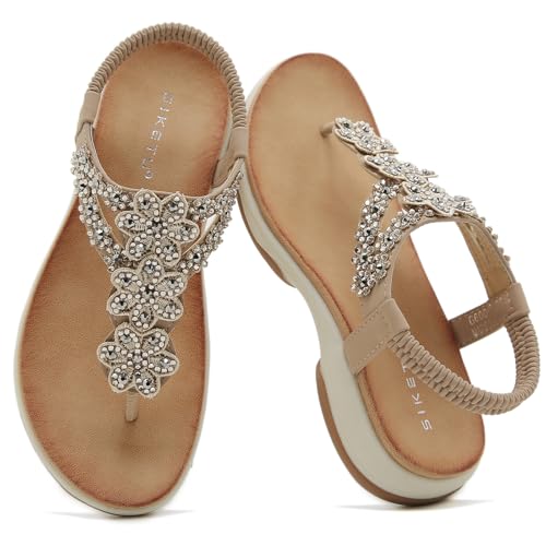 Sandales orthopédiques à strass strassées beige en 40.5 : un confort estival chic