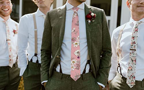 Image of Mantieqingway Floral Ties for Men Skinny Cotton Tie Flower Necktie