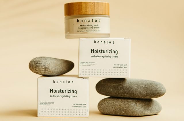 BONALOA Crema Hidratante y sebo-reguladora pieles grasas-mixtas 50 ml | Crema hidratante, purificante y sebo-reguladora para pieles grasas-mixtas y/o con tendencia acneica.