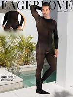 Eagerlove Sexy Bodystocking Herren Overalls Fishnet Catsuit Schwarz-Stil-5 – Ansicht 2