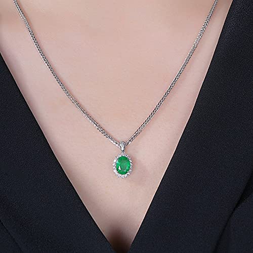 Collier émeraude or blanc anti ternissement bijou brillant durable