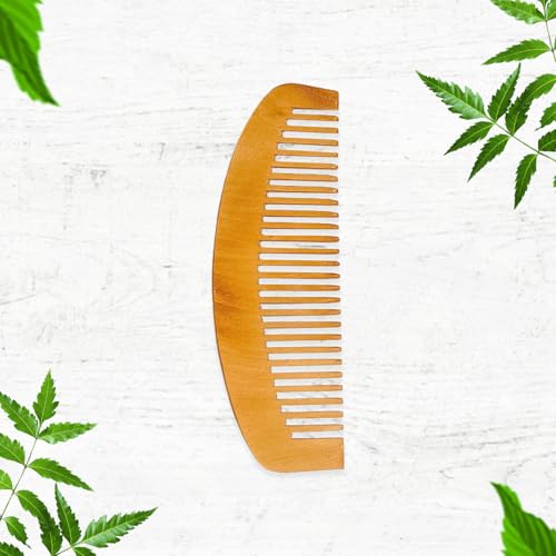 Image of Combelle Kacchi Neem Wooden Wide-Tooth Comb | Oil Treated with Neem & Sesame | Soaked in 13 Herbs | Ayurvedic Anti-Frizz Hair Comb for Gentle Detangling & Hair Growth