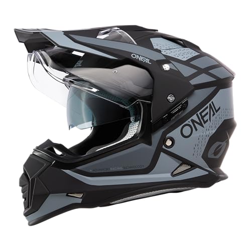O'NEAL | Motorradhelm | Enduro Motorrad | Ventilationsöffnungen für maximalen Luftstrom & Kühlung, integrierte Sonnenblende | Sierra Helmet R V.24 | Erwachsene | Schwarz Grau | Größe M
