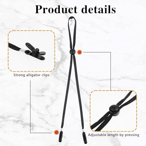 Xinjoduz 2 PCS Hat Retainer Clips for Travel on Bag, Elastic Hat Strap Clips for Wind Strap Hats Chin Straps, Adjustable Retainers with Strings Serve to Golfing, Fishing, Boating (39 cm, Black) - Image 2