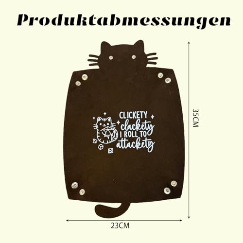 ZhongShuang Würfeltablett Mit Katzenmotiv, Faltbarer Würfelhalter Aus Leder Bewahrung Und Würfelunterlage Ideal Für Game Würfel,Game Zubehör(Braun)
