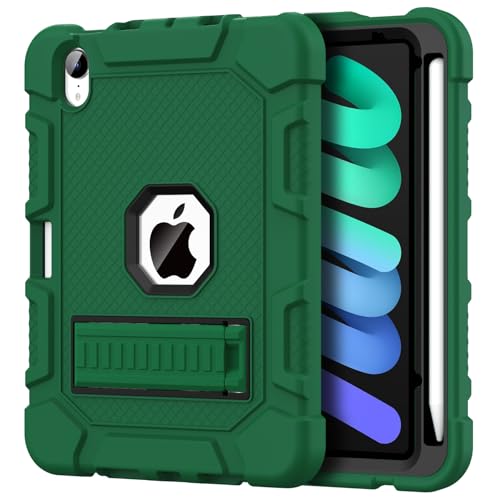 Image of Azzsy Case for iPad mini 7 A17 Pro 2024 / iPad mini 6 2021 8.3 Inch, Heavy Duty Shockproof Rugged Protective Case for iPad mini 7th /6th Generation 8.3 inch, Alpine Green