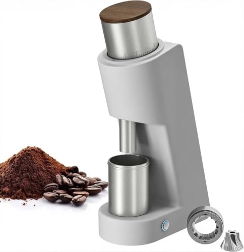 Burr Coffee Grinder,Electric Single Dose Coffee Grinder 6-Core Conical Burr,Stepless Adjustment for Espresso,Drip,French Press,Cold Brew,Bellows Included（White）
