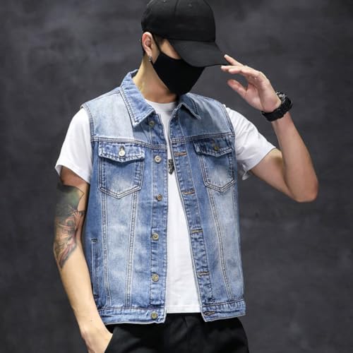 Men's Denim Vest Sleeveless Jacket Slim Fit Vintage Casual Summer Jean Vest3