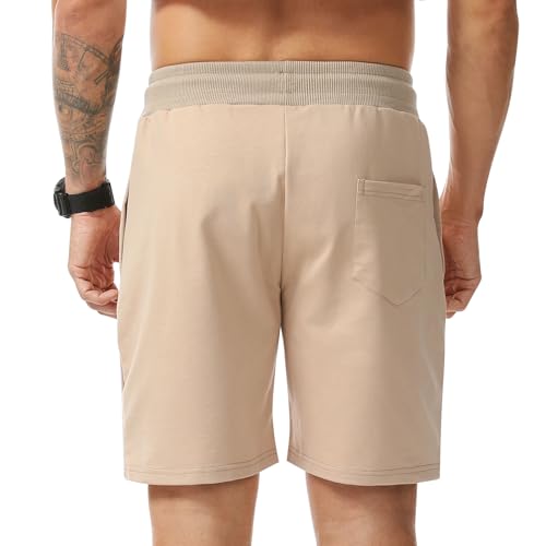 Surenow Men's Jogger Shorts Athletic Workout Shorts Drawstring Casual Lightweight Short for Men with Zipper Pockets2