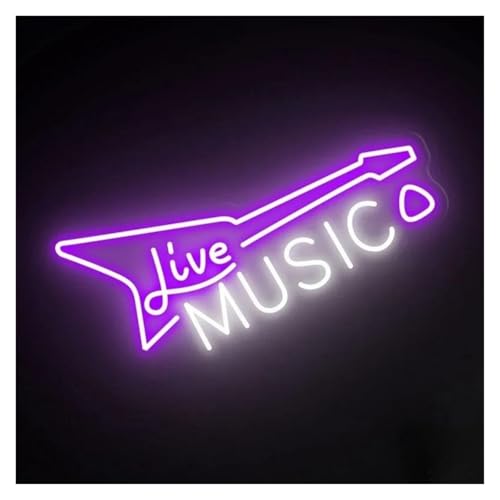 Néon MUSIQUE LIVE USB réglable 25x38cm pour déco bar et studio