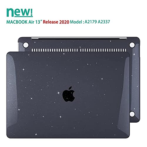 Image of ZORBES Laptop Cover for MacBook Air 13 Inch M1 A2337 A2179 A1932 13.3 Inch Hard Shell Case for Apple 2020 2019 2018 Mac Book Air Cover Keyboard Case Screen Protector Dust Plug Black Clear Glitter