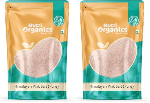 Image of NutriOrganics Himalayan Pink Salt - 1 Kg | Natural Dark Pink Sendha Namak | Rich In Minerals & Trace Nutrients | Unrefined & Additive-Free | Gourmet Grade Salt For Cooking & Seasoning (Pack of 2)