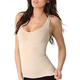 Aha Moment by n-fini Women's Plus Lycra Dbl V-Neck Tank Shapewear Wire Free Built-in Soft Cup Bra...