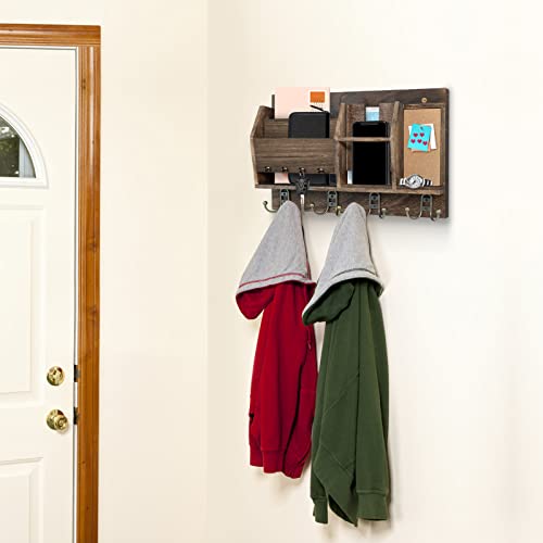 Wooden Key Holder For Wall, Mail Organizer Wall Mount With 4 Key Hooks, Wall Mounted Hanging Keys Rack With Sunglasses Storage, Rustic Home Decor For Entryway #TOP3