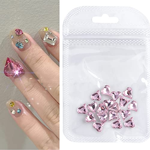 20Pcs 3D Heart Nail Charms - Crystal Heart Nail Rhinestones Nail Gems Nail Art Charms For Women Nail Art Designs Diy Accessories Craft Nail Art Supplies For Valentine Nail Decoration #TOP6
