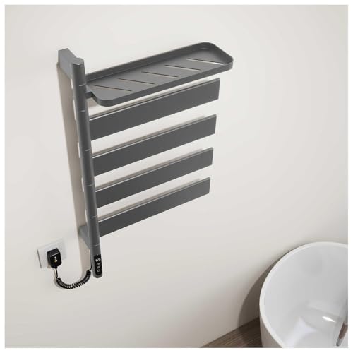 Toalleros Electricos, Toalheiro Elétrico WC Orientable 180 con Temporizador,Pantalla LED Y Control De Temperatura, Calienta Toallas Electrico Bajo Consumo,Gray