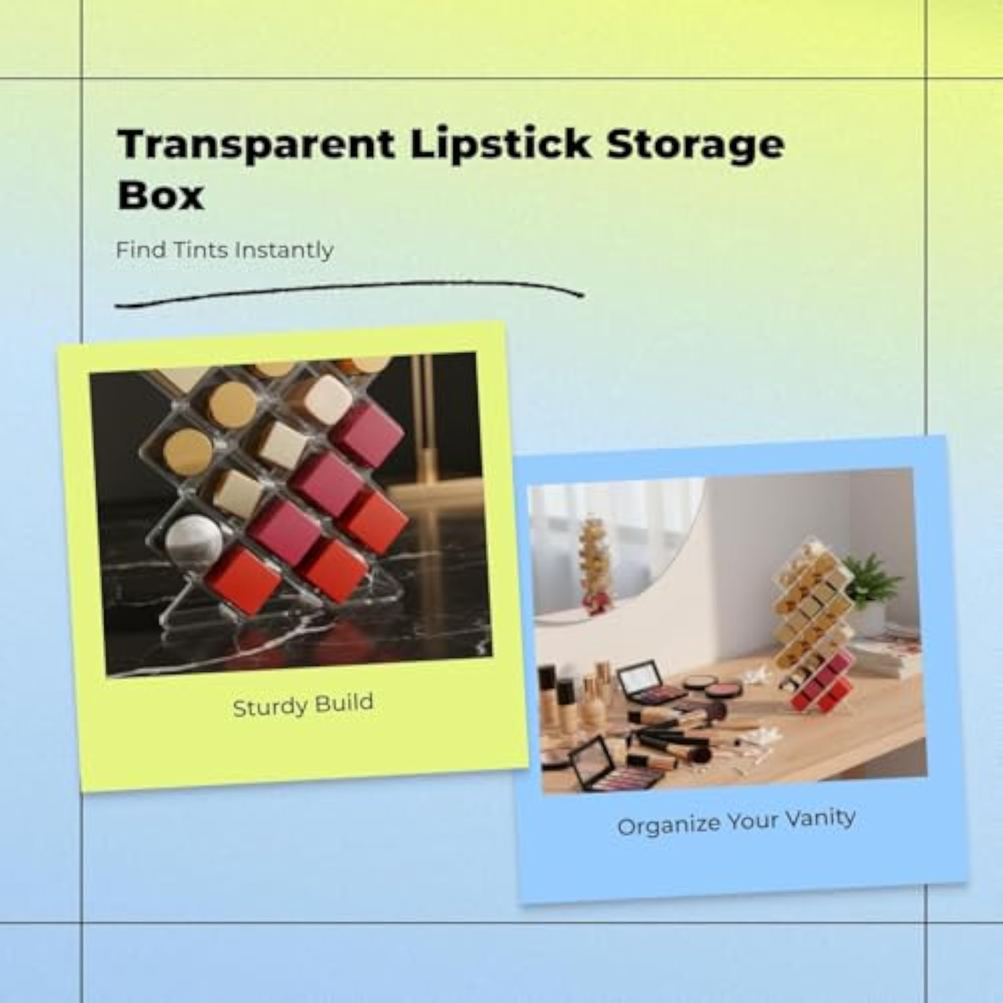 Lipstick Organizer, Multicompartment Clear Makeup Holder