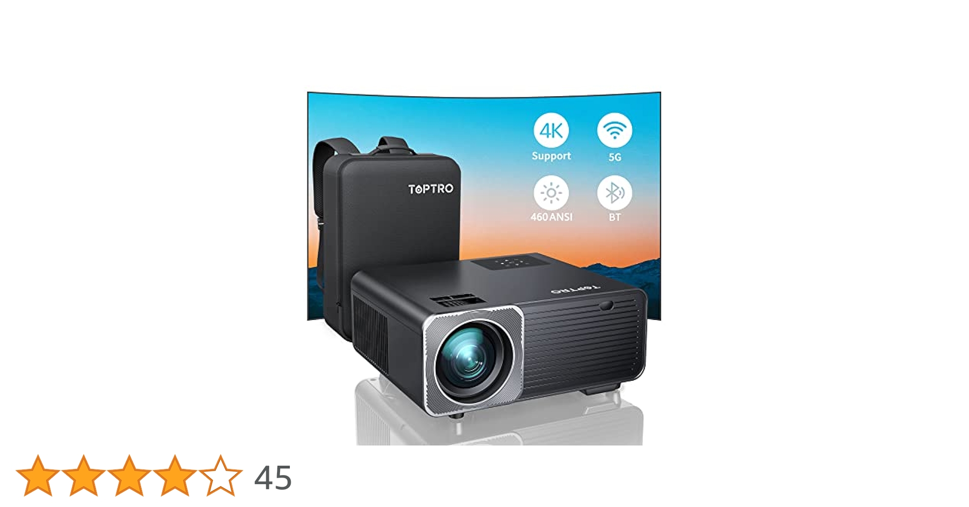 TOPTRO Projector,5G WiFi Bluetooth Projector,15000L 460 ANSI