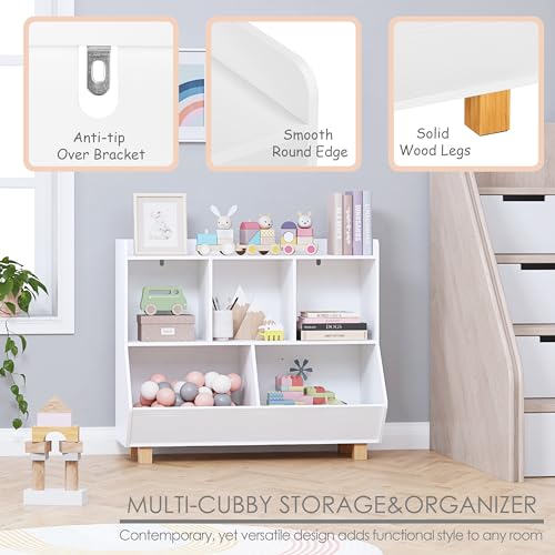 image for UTEX Toy Storage Organizer, Kids Bookshelf and Toy Storage with Legs, 