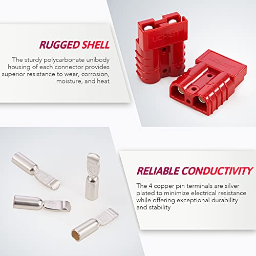 Omt Wire Connector 2 Pack, 50A Wire Harness Plug Kit For 6 To 12 Gauge Cables, 12V To 36V Battery Quick Connect Disconnect Set For Car Bike Atv Winches Lifts Motors More, Set Of 2, Red #TOP3