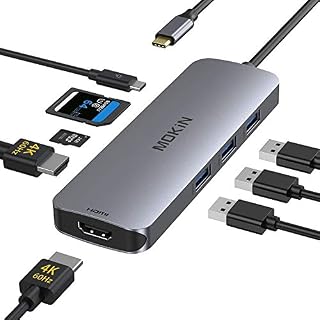 USB C to Dual HDMI Adapter, USB C Docking Station Dual Monitors for Windows,USB C Adapter with Dual HDMI,3 USB Port,SD/TF, PD Port Compatible for Dell XPS 13/15, Lenovo Yoga,etc