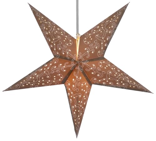 Guru-Shop Estrella de Papel Iluminada Para el Adviento Plegable, Poinsettia 60 cm - Tantalos Marrón, Star Fensterdeko