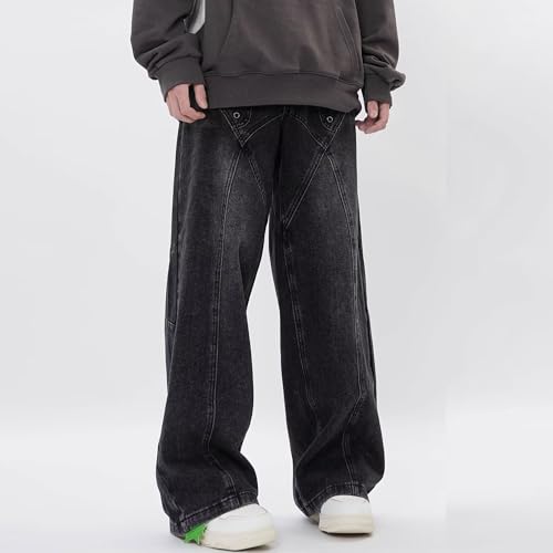 Men's Irregular Sutures Y2k Hip Hop Baggy Jeans Wide Leg Vintage Denim Pants Casual Loose Fit Streetwear Trouser4