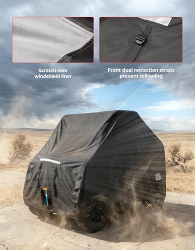 Image of KEMIMOTO Heavy-Duty UTV Cover 4 Seater 600D Waterproof, 148 inch x 69 inch x 71 inch