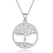 Drzewo Życia kot zwierzę naszyjnik dla kobiet, srebro wysokiej próby muszla abalone / masa perłowa drzewo genealogiczne wisiorek naszyjnik z sową biżuteria prezenty, dla miłośnika zwierząt, Srebrny, Cyrkonia sześcienna
