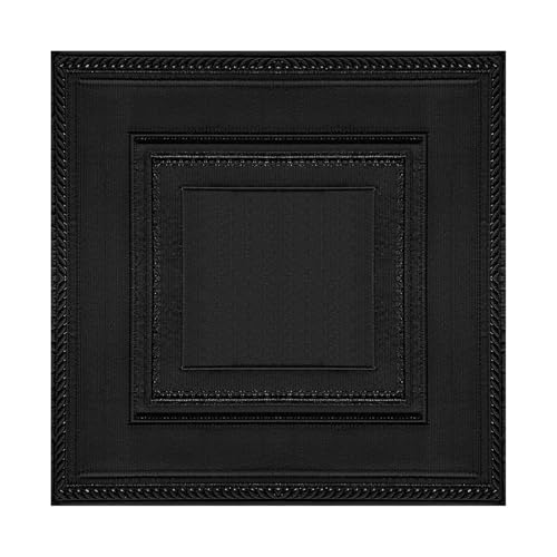 Ceiling Tiles Solid Black, 16 Pack, Covered 21 Sq.Ft, Glue-up Ceiling Tiles Foam, Peel and Stick Ceil Tile, Easy to Install for Ceil and Wallï¼ˆ13.8 x 13.8 inchï¼‰