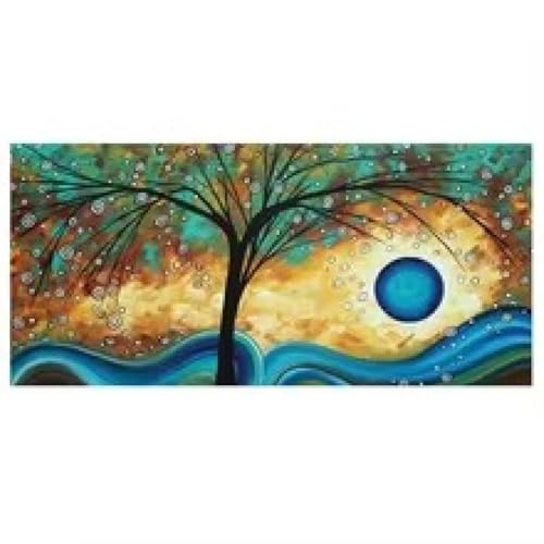 Peinture à l'huile abstraite vagues et coucher de soleil pour une ambiance sereine