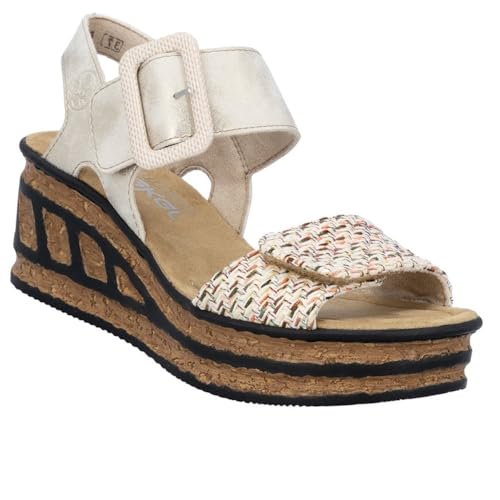 Nu-Pieds Talon Compensé Haut femme Rieker sandales confortables été