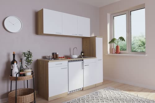 Respekta Luis Küchenzeile, Holzwerkstoff, Weiß, 180 cm