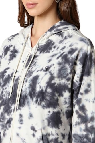 Image of Women White Print Hooded Neck Sweatshirt