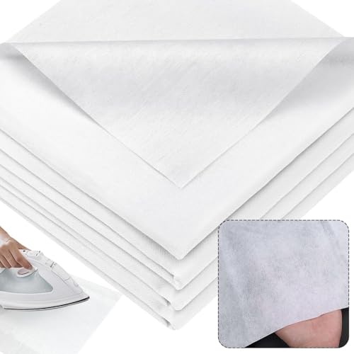 KOVSGQ Entoilage Thermocollant Couture Tissu Thermocollant ThermocollanteTissus Fer à Repasser 100x100cm Tissus non Tissés Blanc 55g/m² pour Plis de...