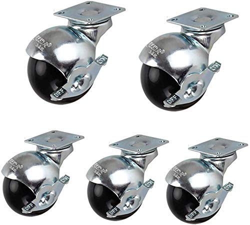 MU 5X Ruedas Muebles Ruedas, Ruedas de Nylon Giratorio, Mute Ruedas de Transporte, Ruedas Giratorias, para Muebles, Aparatos Y Equipos para Muebles,5 de Frenos