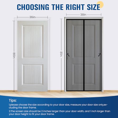 BlissTrends Magnetic Screen Door, Door Screen Magnetic Closure, Patio Screens for Patios Outside Outdoor, Mesh Screen Doors with Magnets Pet Friendly, Screen for Door to Keep Bugs Out (38