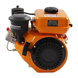 Diesel Engine 196CC 4 Stroke Single Cylinder Forced Air Cooling Horizontal Axis Engine Recoil Hand Start 3000RPM 2.2KW, 53mm Shaft Length (Orange)