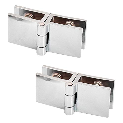 Ufurmate Door Hinge, 2Pcs 180 Degree Double Side Glass Door Hinges Copper Adjustable Glass Clamp Hinges Bright Finish Clip Hinge Replacement Parts For 5-8Mm Frameless Glass Cabinet Door #TOP29