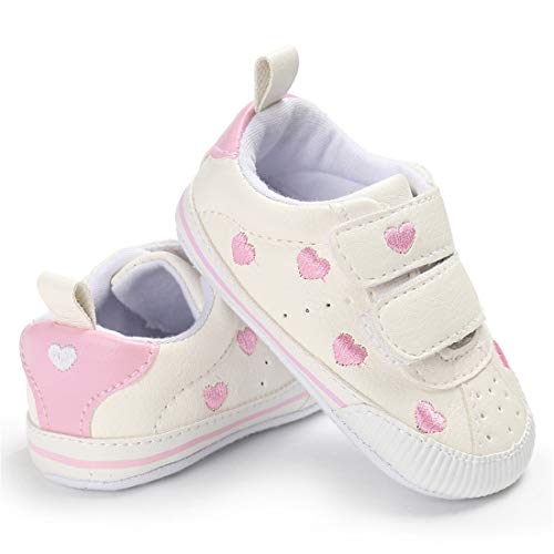 E-Fak Baby Boys Girls Shoes Non-Slip Rubber Sole Infant Toddler Sneakers Crib First Walker Shoes(0-18 Months) (01 Pink thumb #2