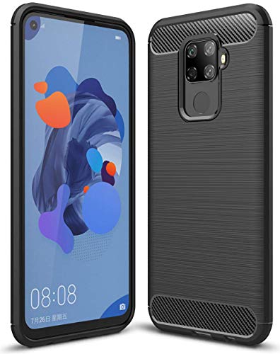 LONVIPI - Carcasa Compatible con Huawei Mate 30 Lite, Funda de Silicona Negra Que Protege Las Dos cámaras, Suave y Flexible, antigolpes, Fina, Ligera, Antideslizante, Agarre antiarañazos