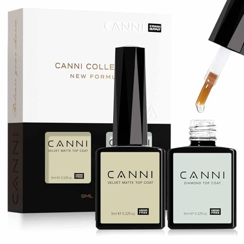 CANNI 2 Pcs No Wipe Matte Top Coat and Glossy Gel Top Coat Set- H...