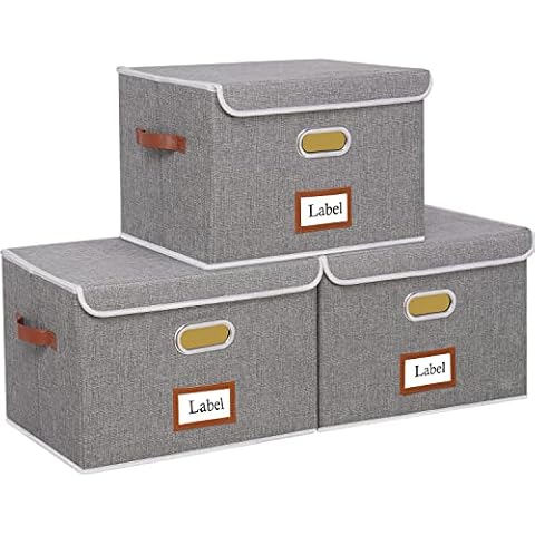 Yawinhe Cajas Almacenajes Plegables, Juego de 3, Cajas Organizadoras con Tapa y Asa Cover