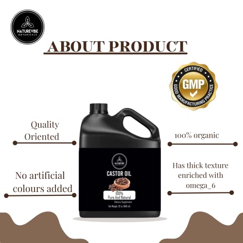 Naturevibe Botanicals Castor Oil, 32 Ounces | 100% Pure And Natural Castor Oil #TOP3