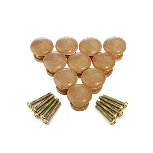Bezall 10 Stück natürliche Holzknäufe für Schrank, Schublade, Schrank, Kleiderschrank, Türgriff, Möbelbeschläge (2,8 x 2,2 cm) - Naturfarben Cover