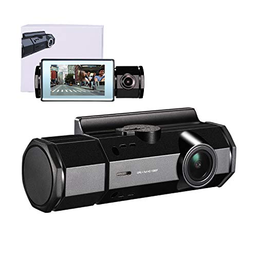 Dual Dash Cam, Car Camera 1080P FHD 2.7 inch LCD Screen Video Recorder for Cars Super IR Night Vision, 170° Wide Angle, Time Lapse, Motion Detection, Loop Recording G-Sensor for Uber, Lyft, Taxi