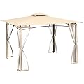 10x 12ft Outdoor Gazebo with Double Vented Roof, Patio Gazebos with Solid Metal Frame, Gazebos Suitable for Terrace, Backyard, Garden Camping Area