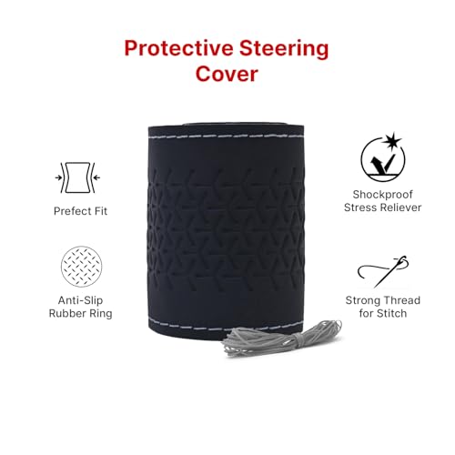 Image of Leather 25CM Universal Fit Car Steering Wheel Cover, Elastic Breathable and Odorless (Silver-1)