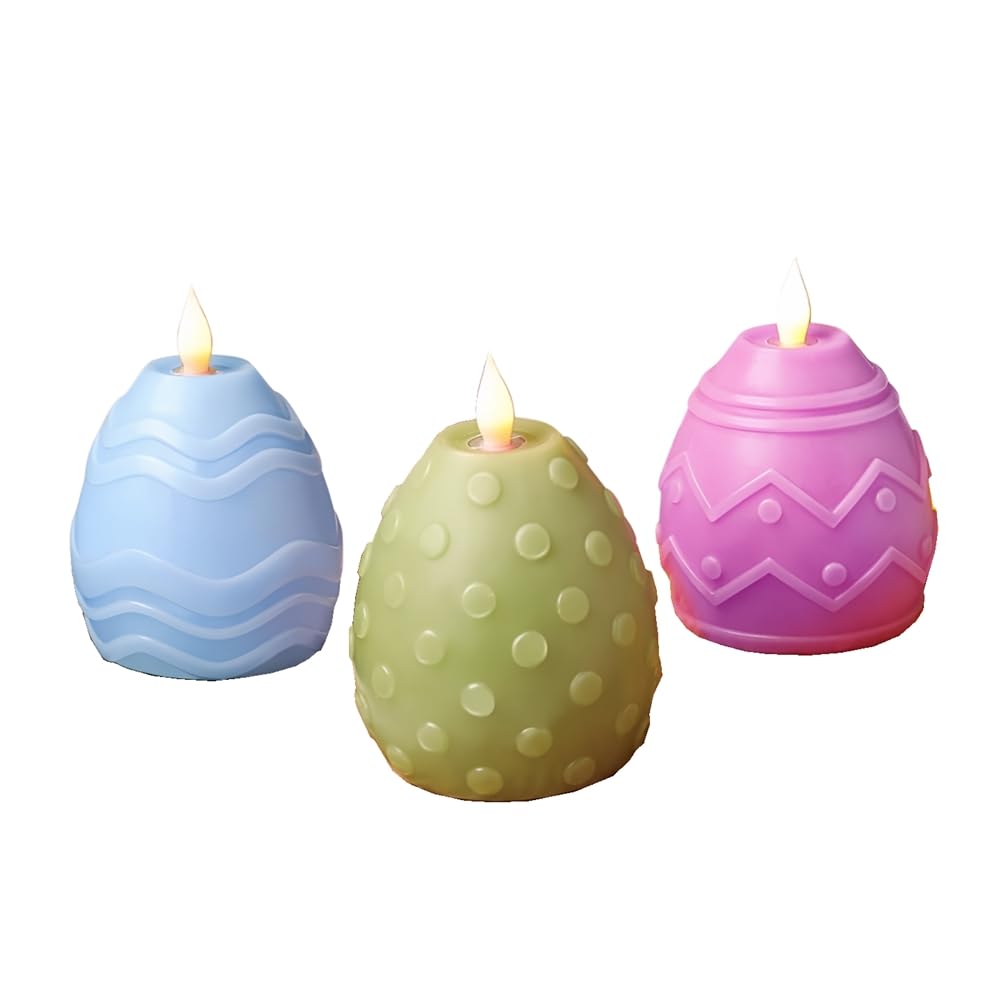 CTRLZS Easter Eggs Three-Piece Easter Decoration Flameless LED Candle Lights